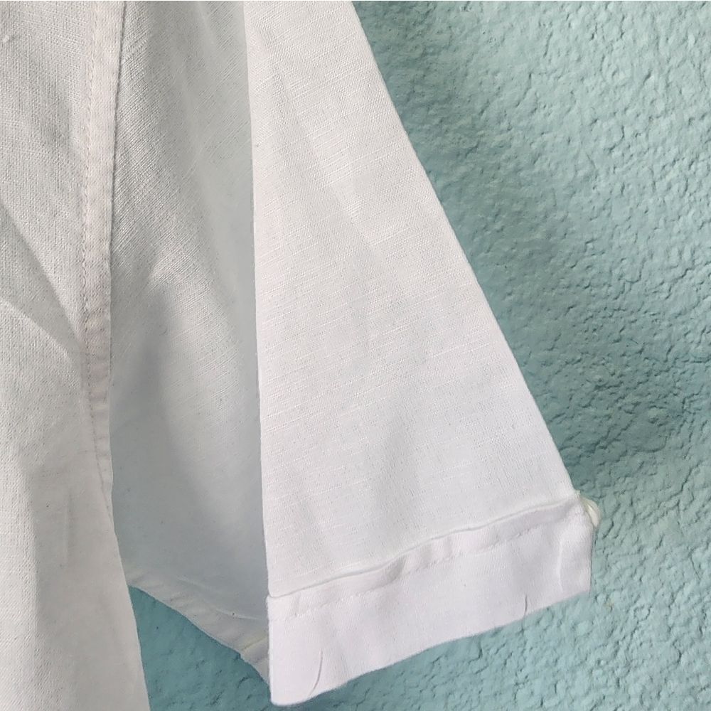 Cafe Luna linen cropped button front shirt - Picture 3 of 9